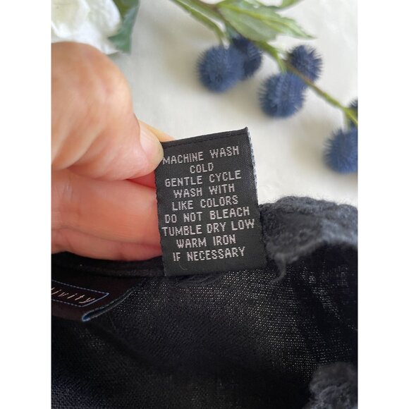 Relativity Womens 100% Linen Ruffle Cardigan PM Black Lace Trim & Tie Whimsigoth - Picture 7 of 9